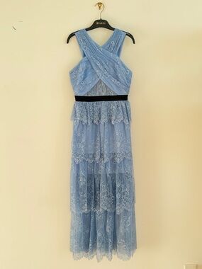 Self Portrait Sleeveless Cross-Front Fine Lace Dress , Size (UK 6) Never Worn